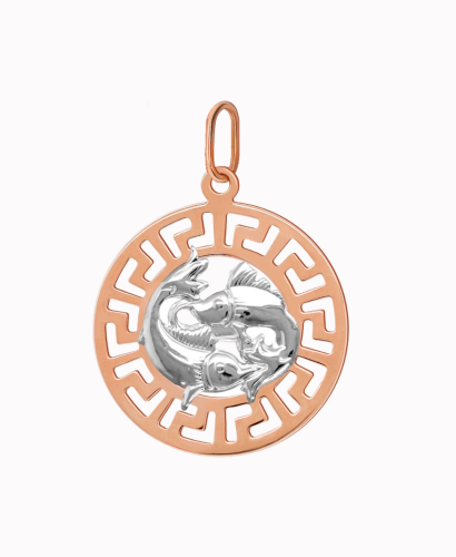 Ryby znak zodiaku L przywieszka pamiątka Czerwone i białe złoto pr.585