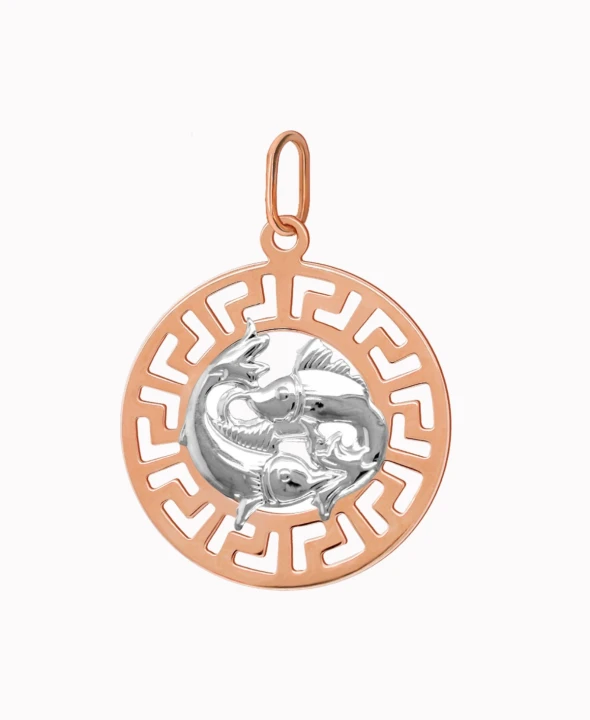 Ryby znak zodiaku L przywieszka pamiątka Czerwone i białe złoto pr.585