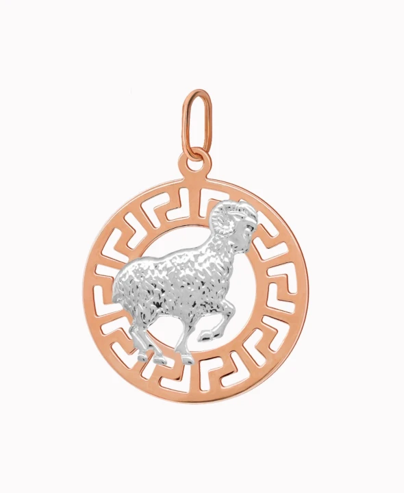 Baran znak zodiaku L przywieszka pamiątka Czerwone i białe złoto pr.585