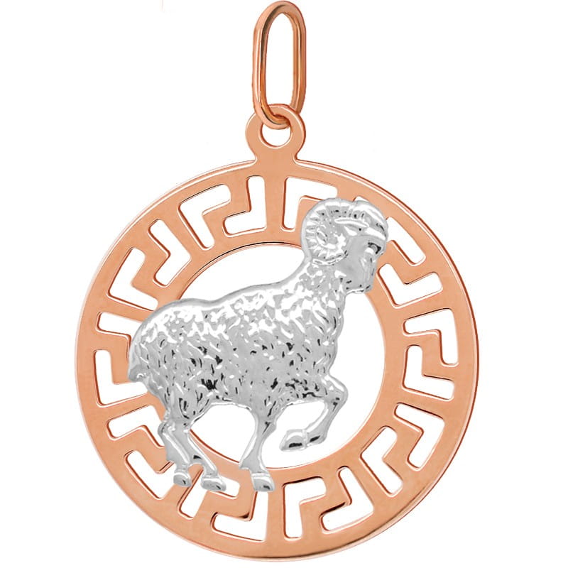 Baran znak zodiaku L przywieszka pamiątka Czerwone i białe złoto pr.585