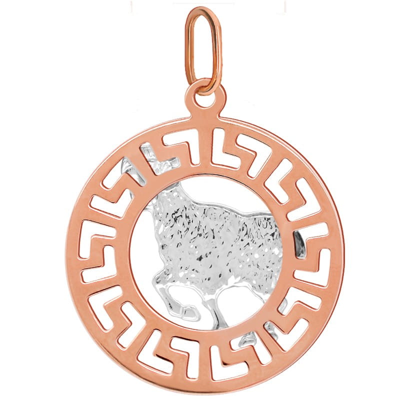 Baran znak zodiaku L przywieszka pamiątka Czerwone i białe złoto pr.585