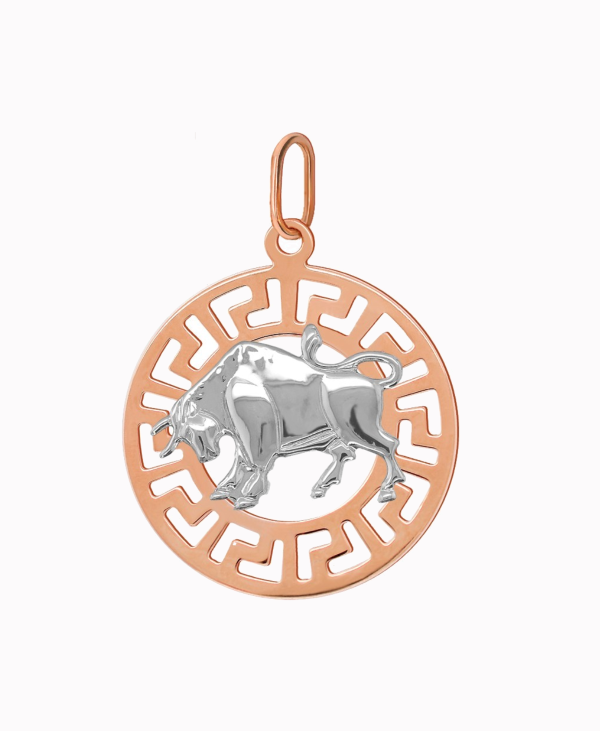 Byk znak zodiaku L przywieszka pamiątka Czerwone i białe złoto pr.585