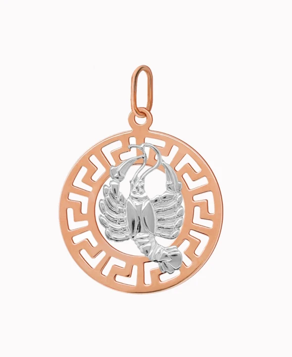 Rak znak zodiaku L przywieszka pamiątka Czerwone i białe złoto pr.585