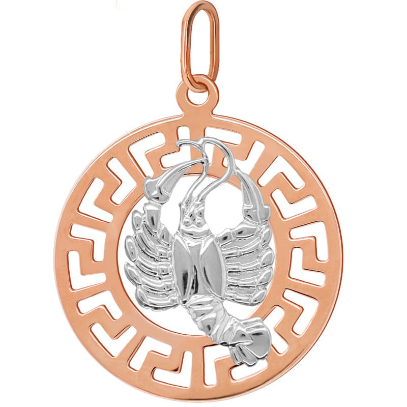 Rak znak zodiaku L przywieszka pamiątka Czerwone i białe złoto pr.585