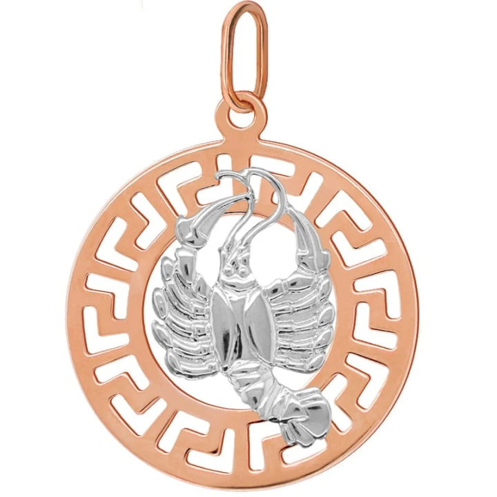 Rak znak zodiaku L przywieszka pamiątka Czerwone i białe złoto pr.585
