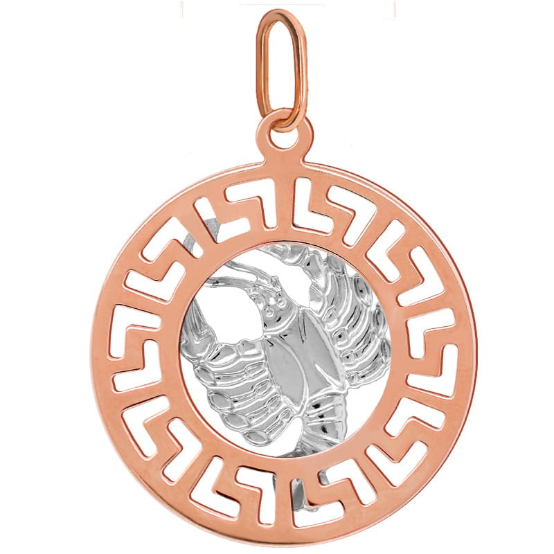 Rak znak zodiaku L przywieszka pamiątka Czerwone i białe złoto pr.585