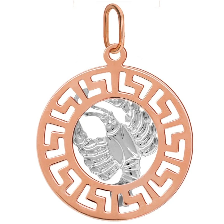 Rak znak zodiaku L przywieszka pamiątka Czerwone i białe złoto pr.585