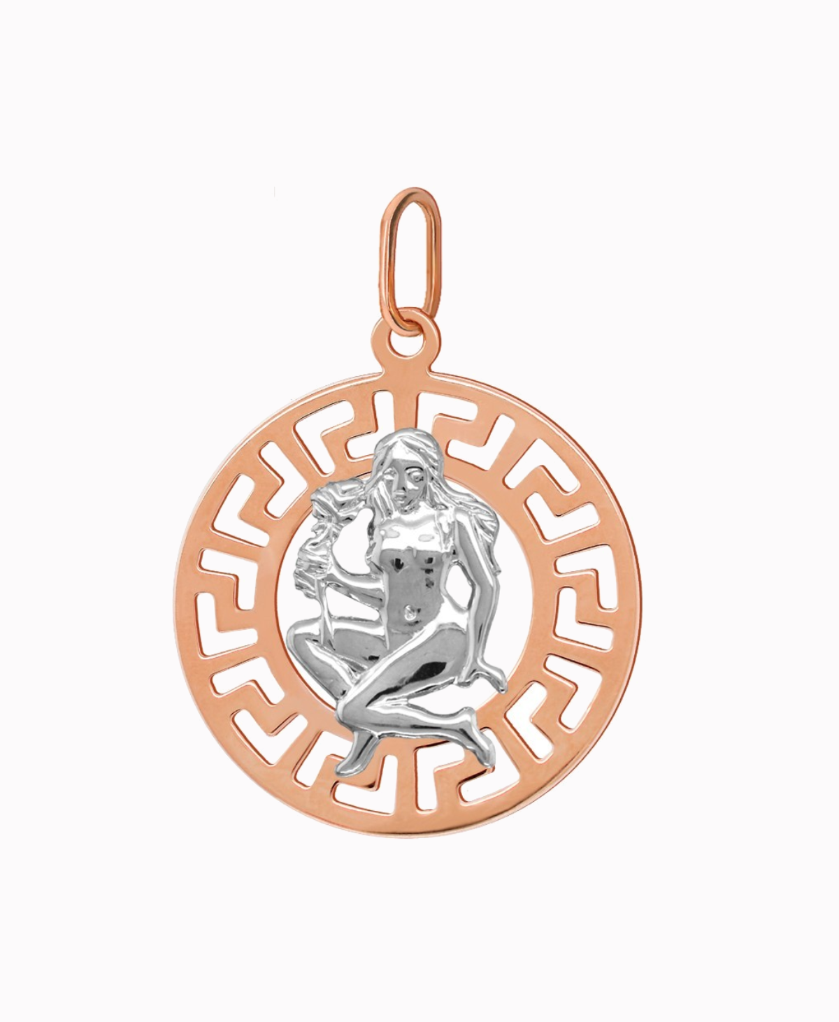 Panna znak zodiaku L przywieszka pamiątka Czerwone i białe złoto pr.585