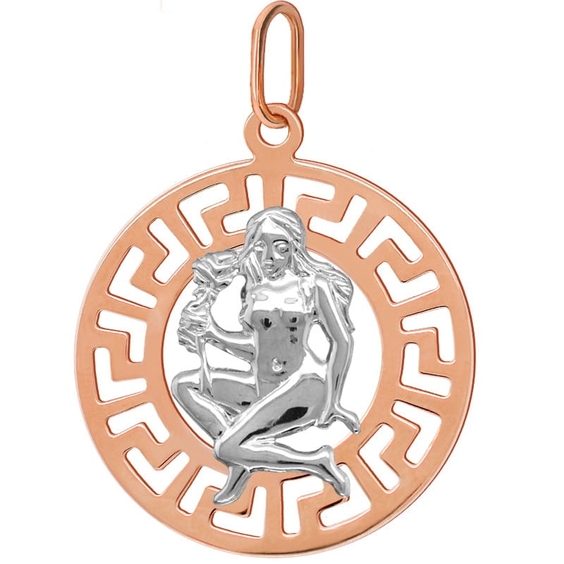 Panna znak zodiaku L przywieszka pamiątka Czerwone i białe złoto pr.585