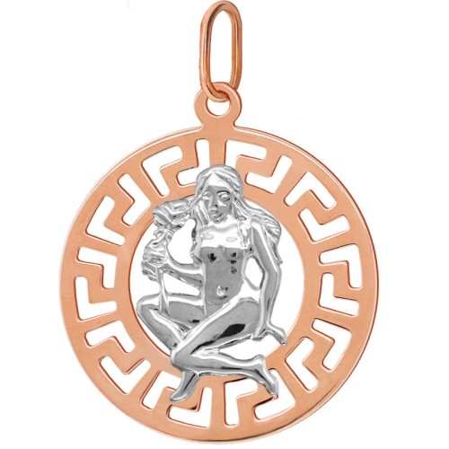 Panna znak zodiaku L przywieszka pamiątka Czerwone i białe złoto pr.585