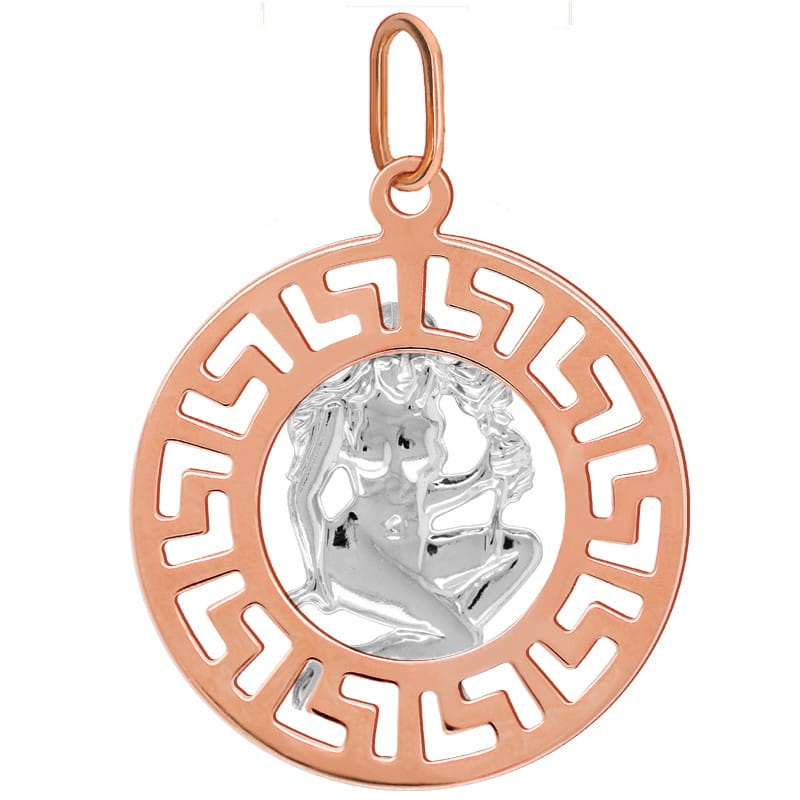 Panna znak zodiaku L przywieszka pamiątka Czerwone i białe złoto pr.585