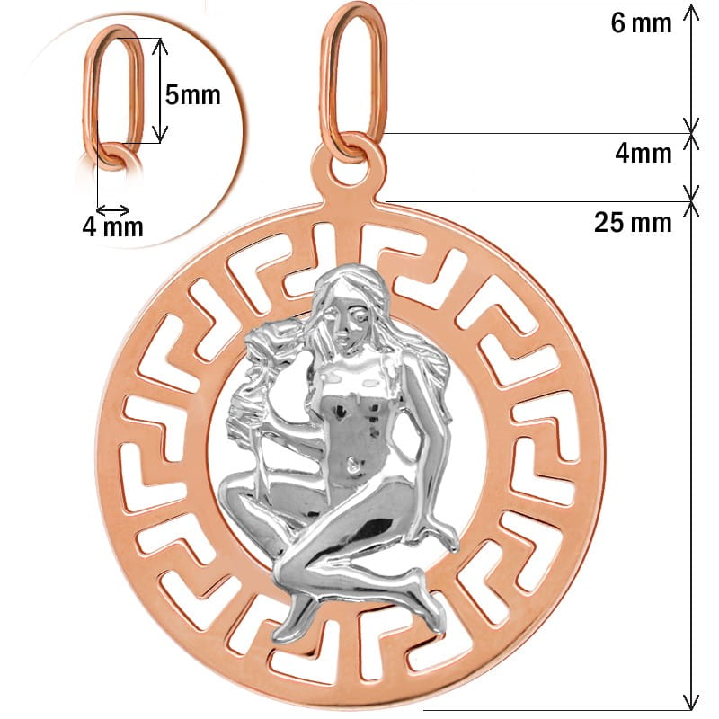 Panna znak zodiaku L przywieszka pamiątka Czerwone i białe złoto pr.585