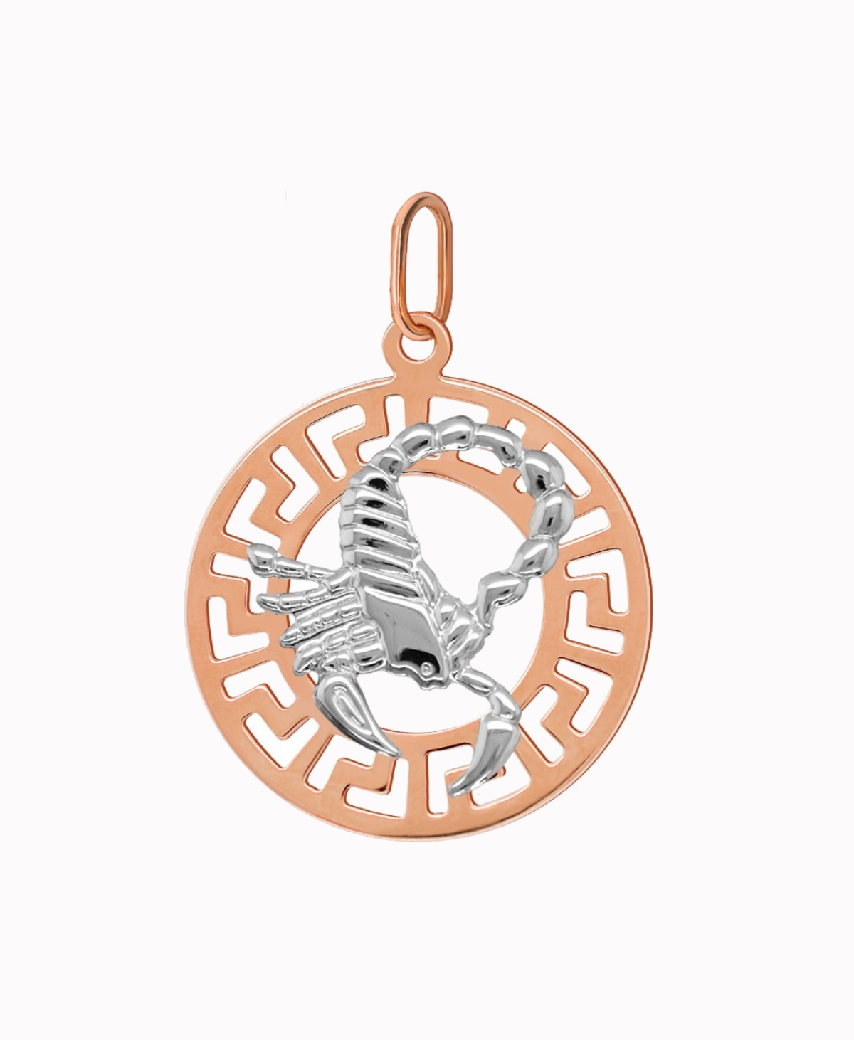 Skorpion znak zodiaku L przywieszka pamiątka Czerwone i białe złoto pr.585