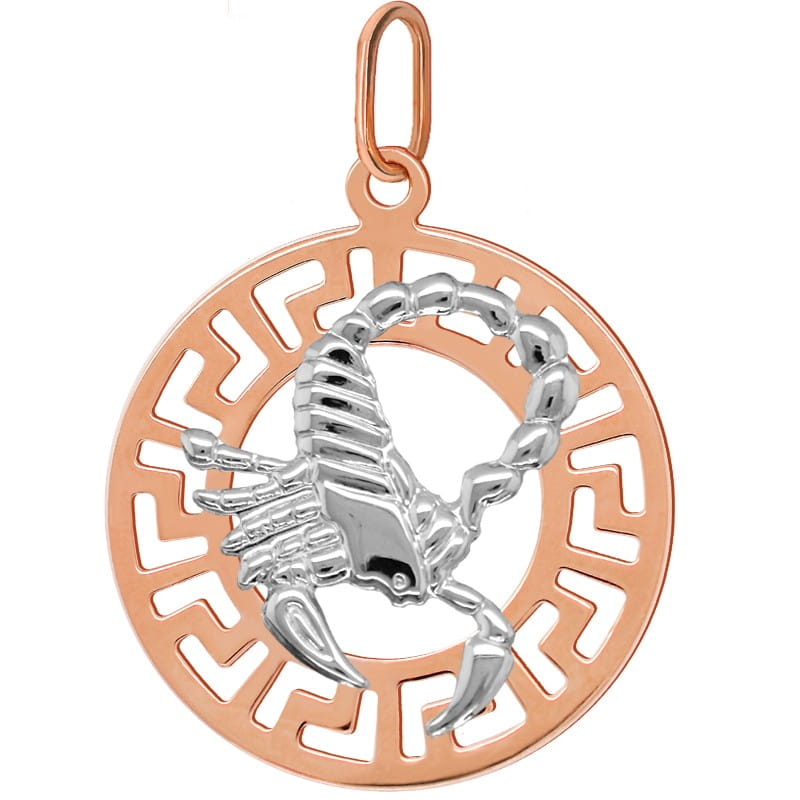 Skorpion znak zodiaku L przywieszka pamiątka Czerwone i białe złoto pr.585