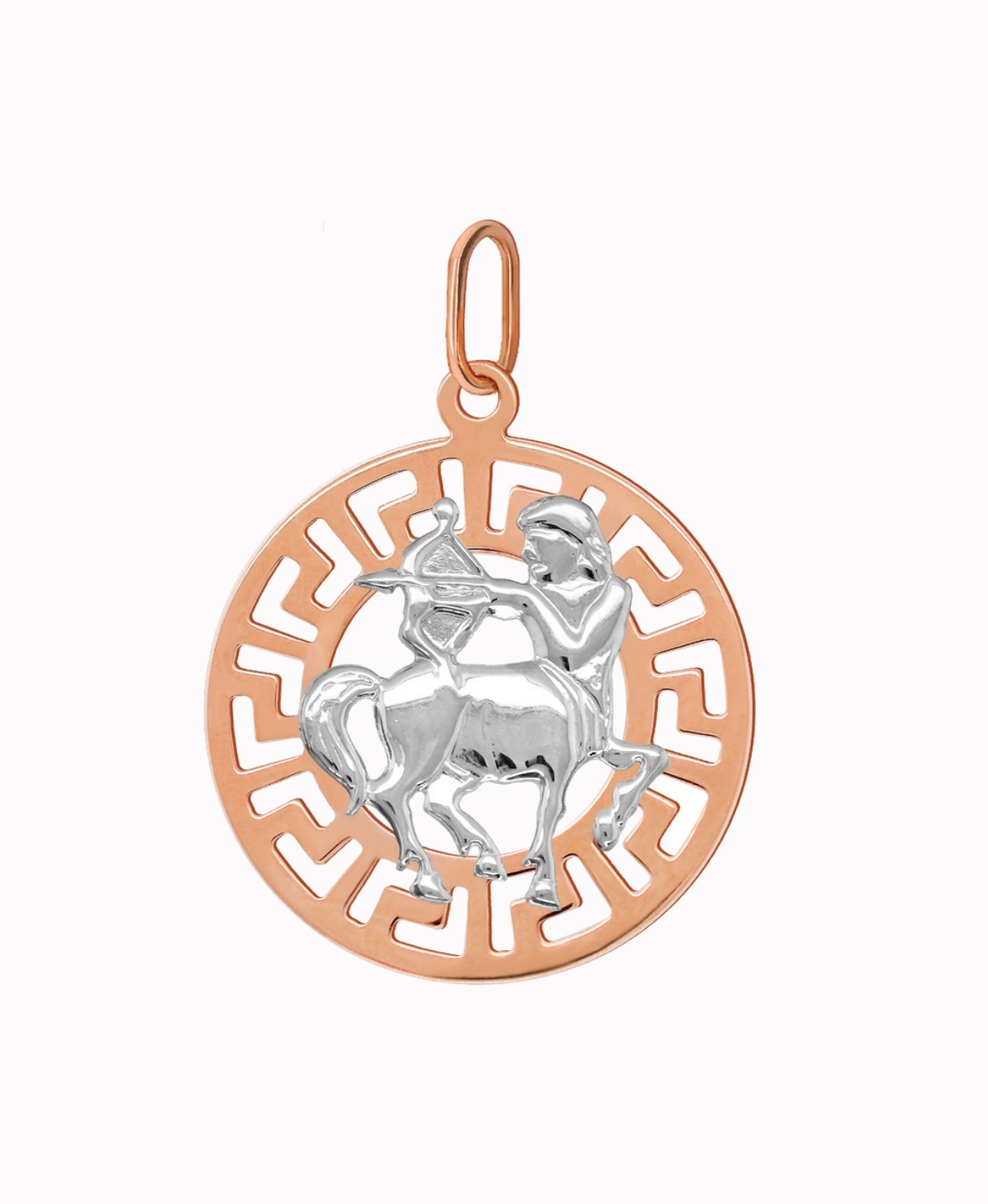 Strzelec znak zodiaku L przywieszka pamiątka Czerwone i białe złoto pr.585