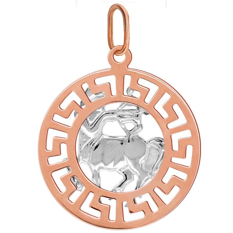 Strzelec znak zodiaku L przywieszka pamiątka Czerwone i białe złoto pr.585