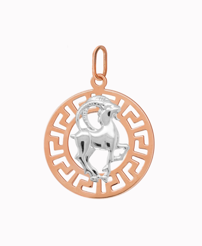 Koziorożec znak zodiaku L przywieszka pamiątka Czerwone i białe złoto pr.585
