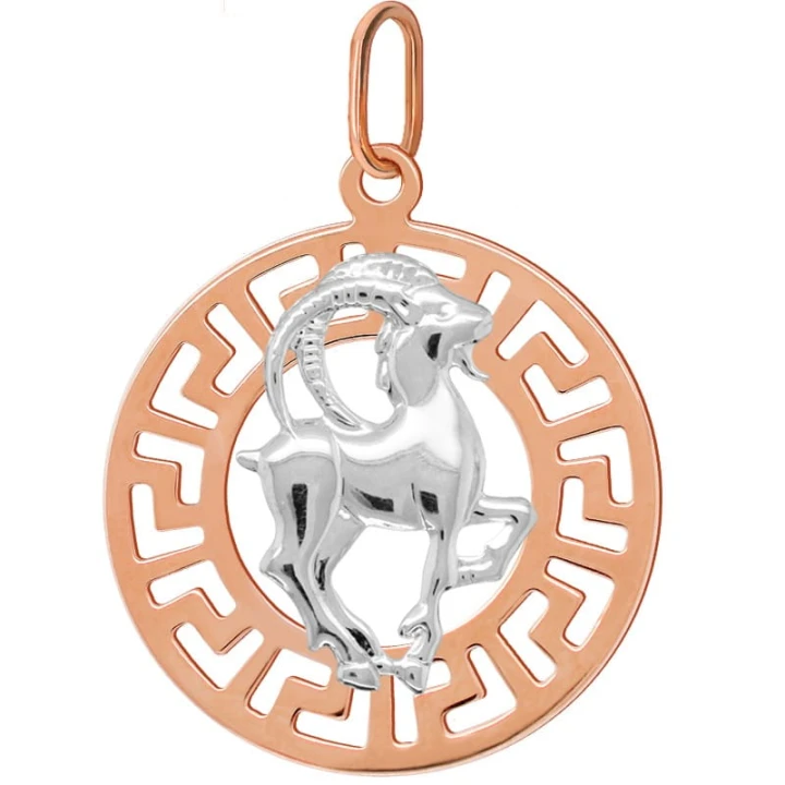 Koziorożec znak zodiaku L przywieszka pamiątka Czerwone i białe złoto pr.585