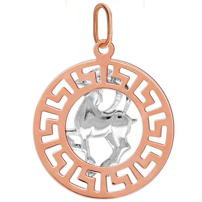 Koziorożec znak zodiaku L przywieszka pamiątka Czerwone i białe złoto pr.585