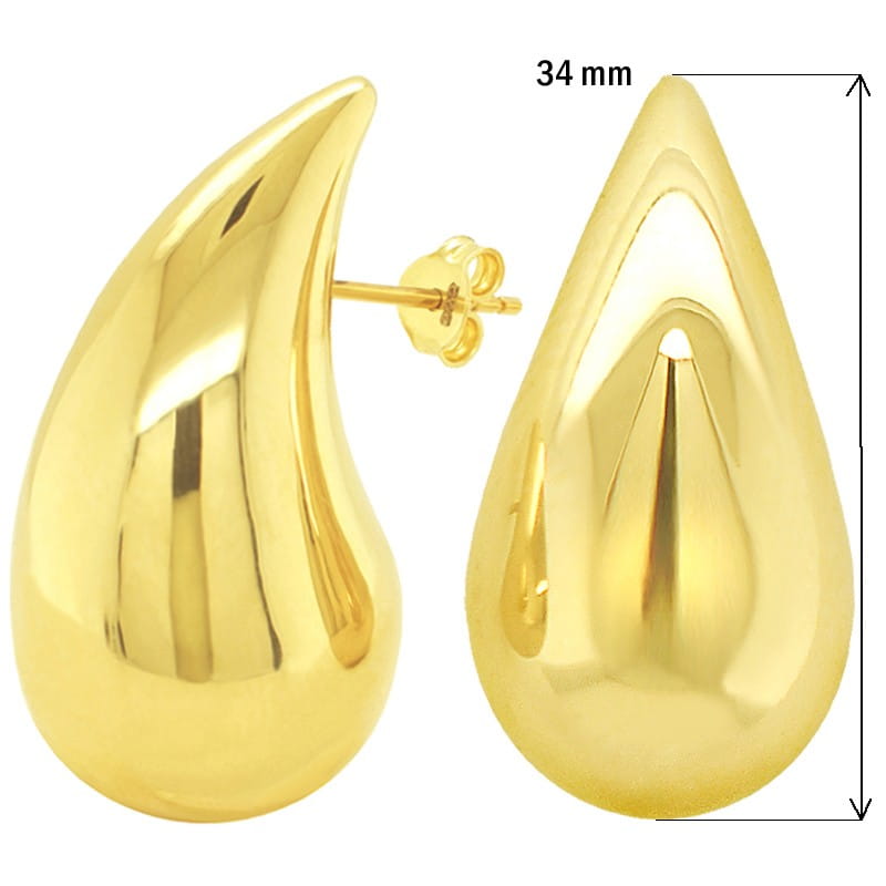 Złote kolczyki Sople Śnieżynki, łezki, krople maxi 4,4/30mm sztyft 585