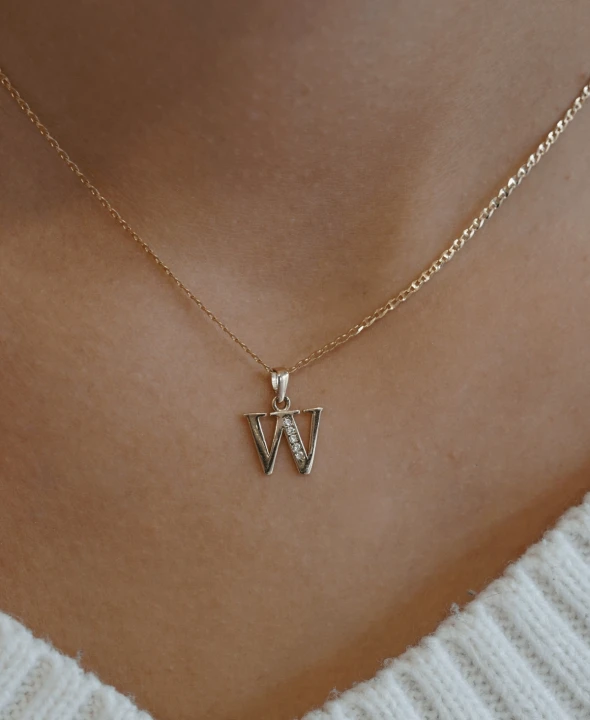 Złota zawieszka literka W pr. 585