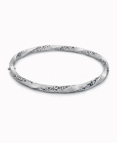 Złota bransoletka sztywna białe pełne złoto pr. 585